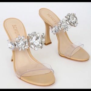 SCHUTZ Laureen Vinyl & Crystal Sandal Light Wood Size-11